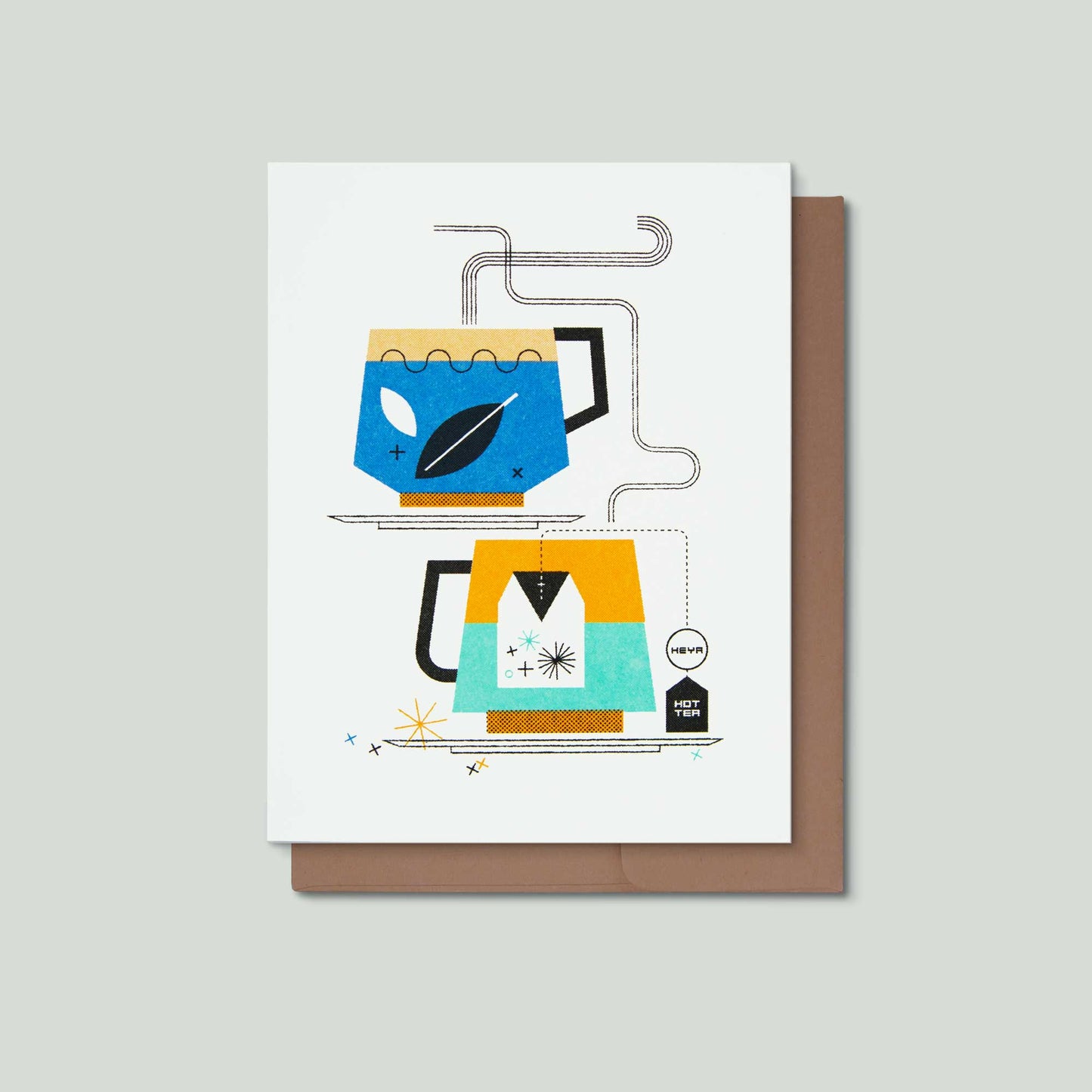 Heya Hot-tea Risograph Greeting Card