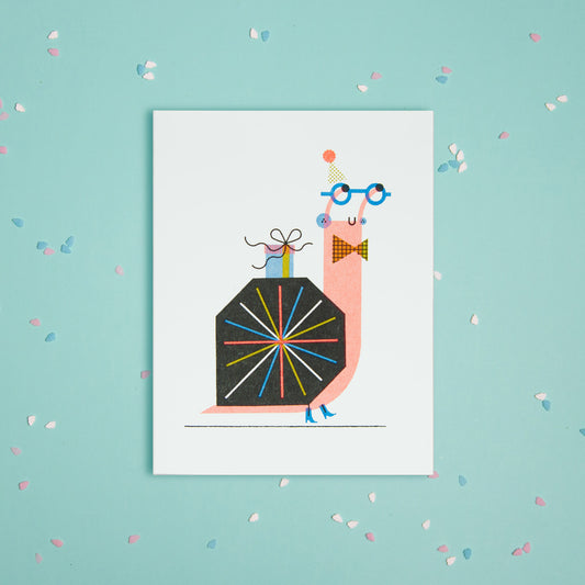 Belated Snail (Updated!) Risograph Greeting Card