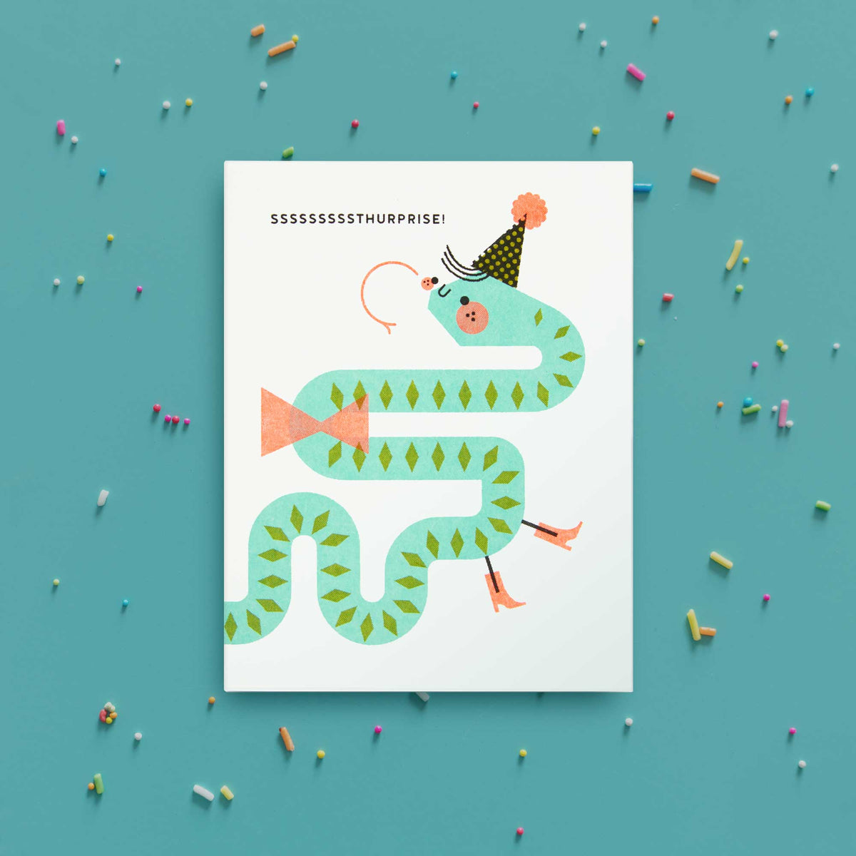Surprise Snake (Updated!) Risograph Greeting Card