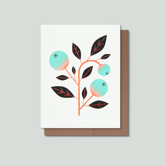 Blueberries Risograph Greeting Card