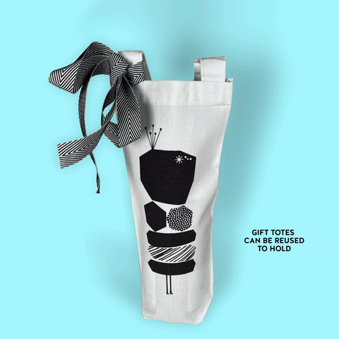 Caterpillar Hand-Printed Wine Gift Tote