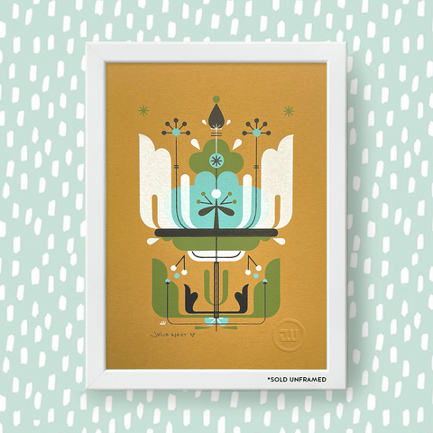 Flora - Blue & Orange Screenprint Set