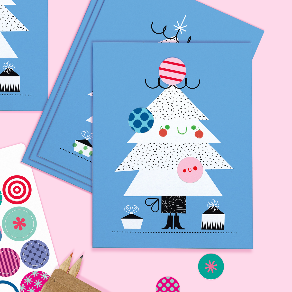 Doodle & Decorate Holiday Kit | Boxed Set of 5 Greeting Cards