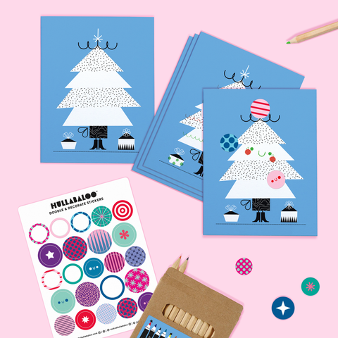 Doodle & Decorate Holiday Christmas Greeting Card Kit
