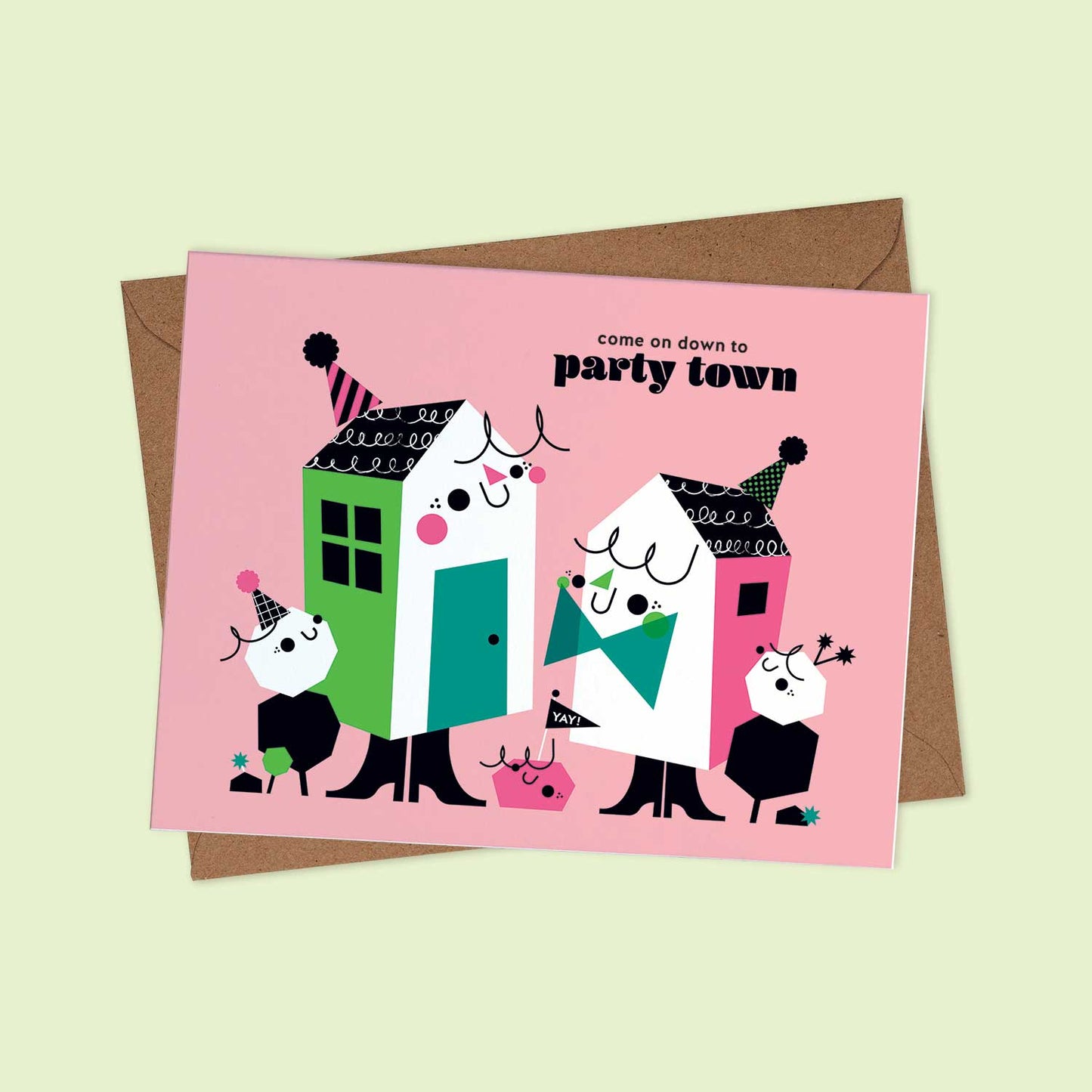 Come On Down To Party Town Greeting Card (Final Stock)