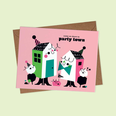 Come On Down To Party Town Greeting Card