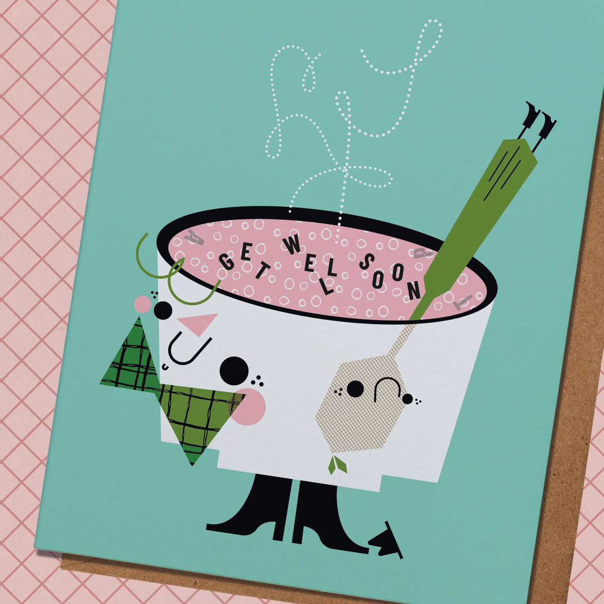 Get Well Soon Letter Soup Greeting Card (Final Stock)