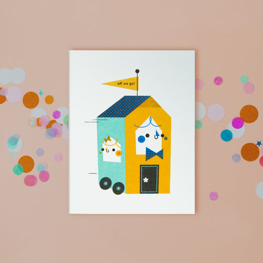 Off We Go (Updated!) Risograph Greeting Card