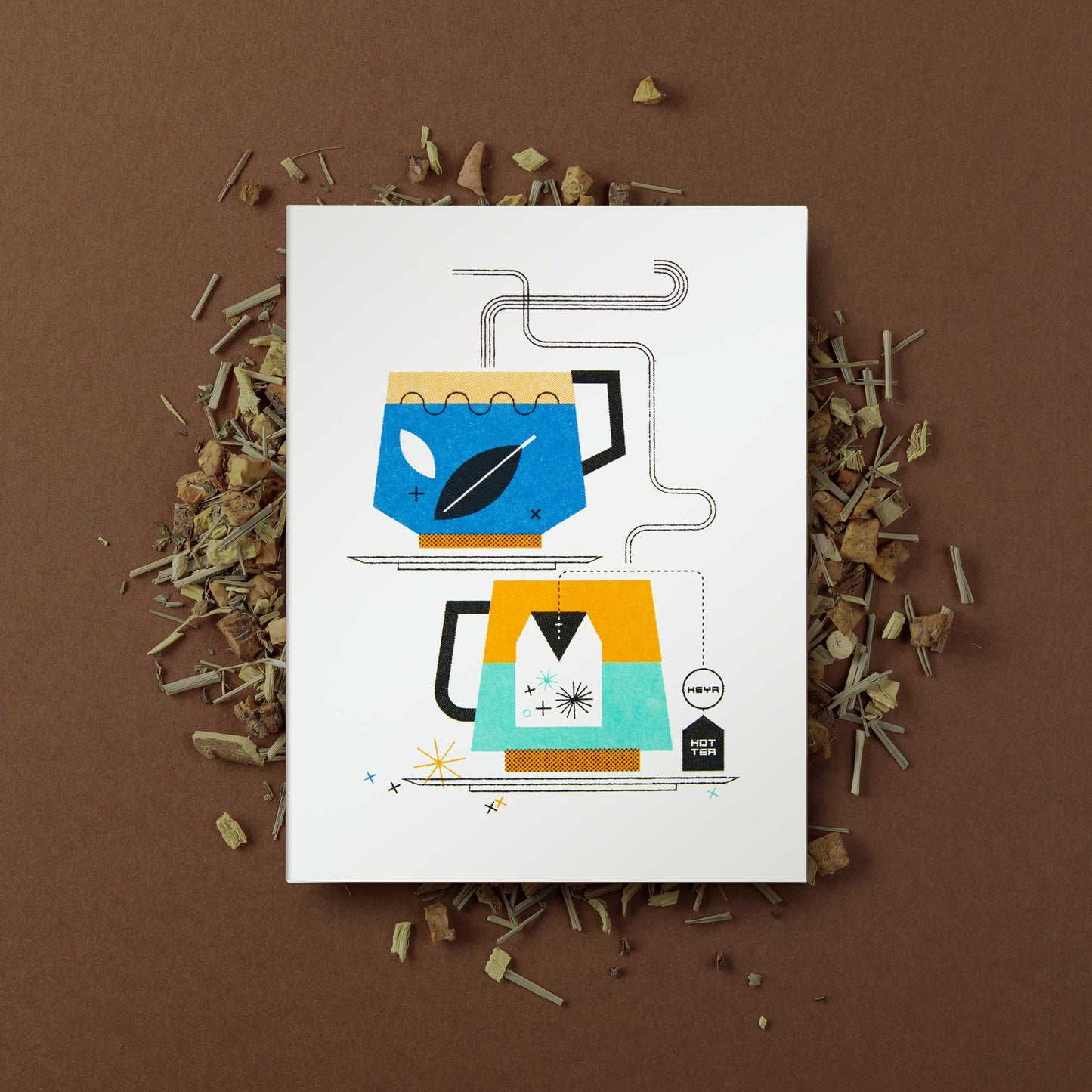 Heya Hot-tea Risograph Greeting Card