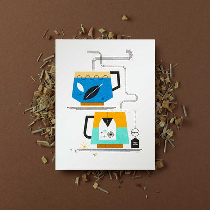 Heya Hot-tea Risograph Greeting Card