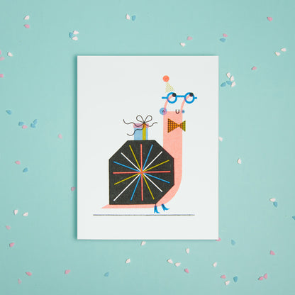 Belated Snail (Updated!) Risograph Greeting Card