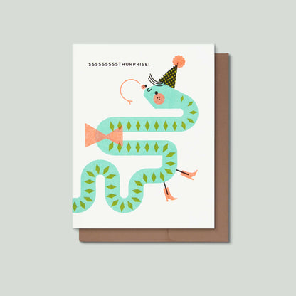Surprise Snake (Updated!) Risograph Greeting Card