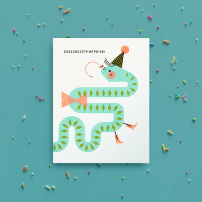 Surprise Snake (Updated!) Risograph Greeting Card