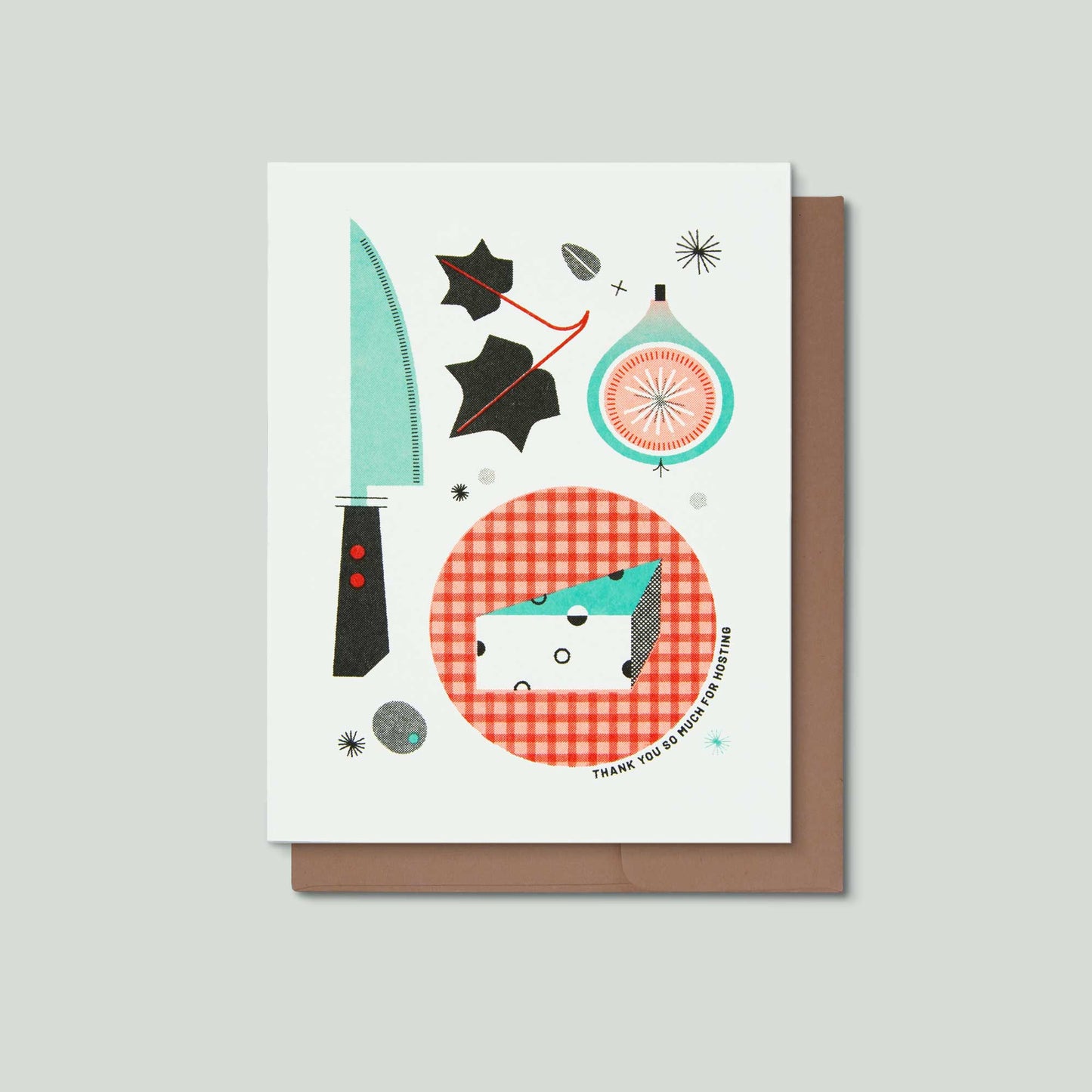 Thank You So Much For Hosting Charcuterie Risograph Greeting Card