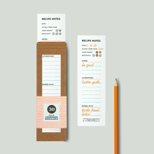 Recipe Notes Risograph Cookbook Bookmarks | Set of 30