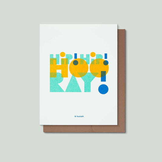 Hip! Hip! Hooray! Risograph Greeting Card
