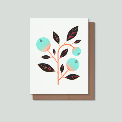 Blueberries Risograph Greeting Card