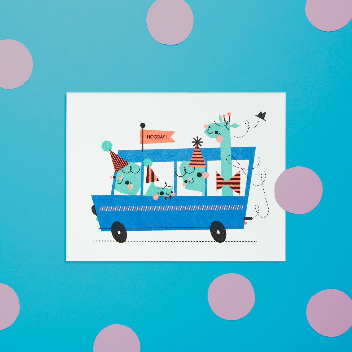 Party Bus (Updated!) Risograph Greeting Card