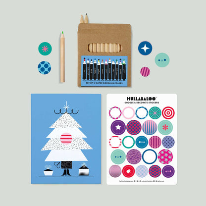 Doodle & Decorate Holiday Kit | Boxed Set of 5 Greeting Cards