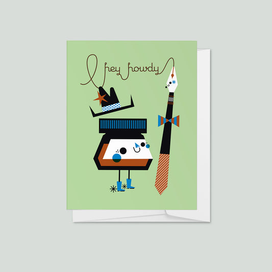 Hey, Howdy! Pen and Ink Cowboy Greeting Card