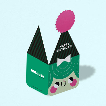 XL Green Birthday Party Hat Greeting Card (Final Stock)