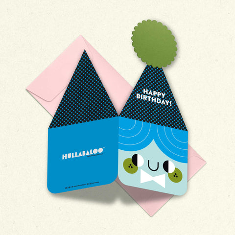 XL Blue Birthday Party Hat Greeting Card