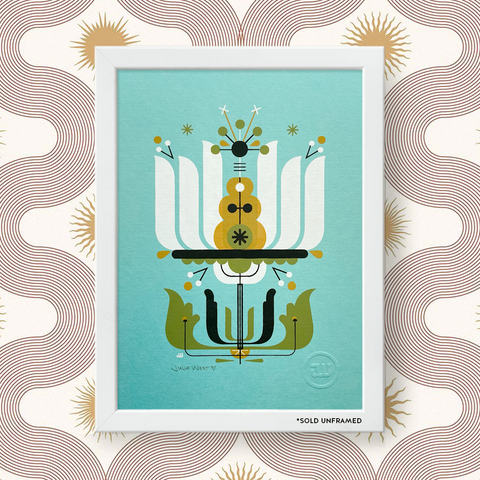 Flora - Blue & Orange Screenprint Set