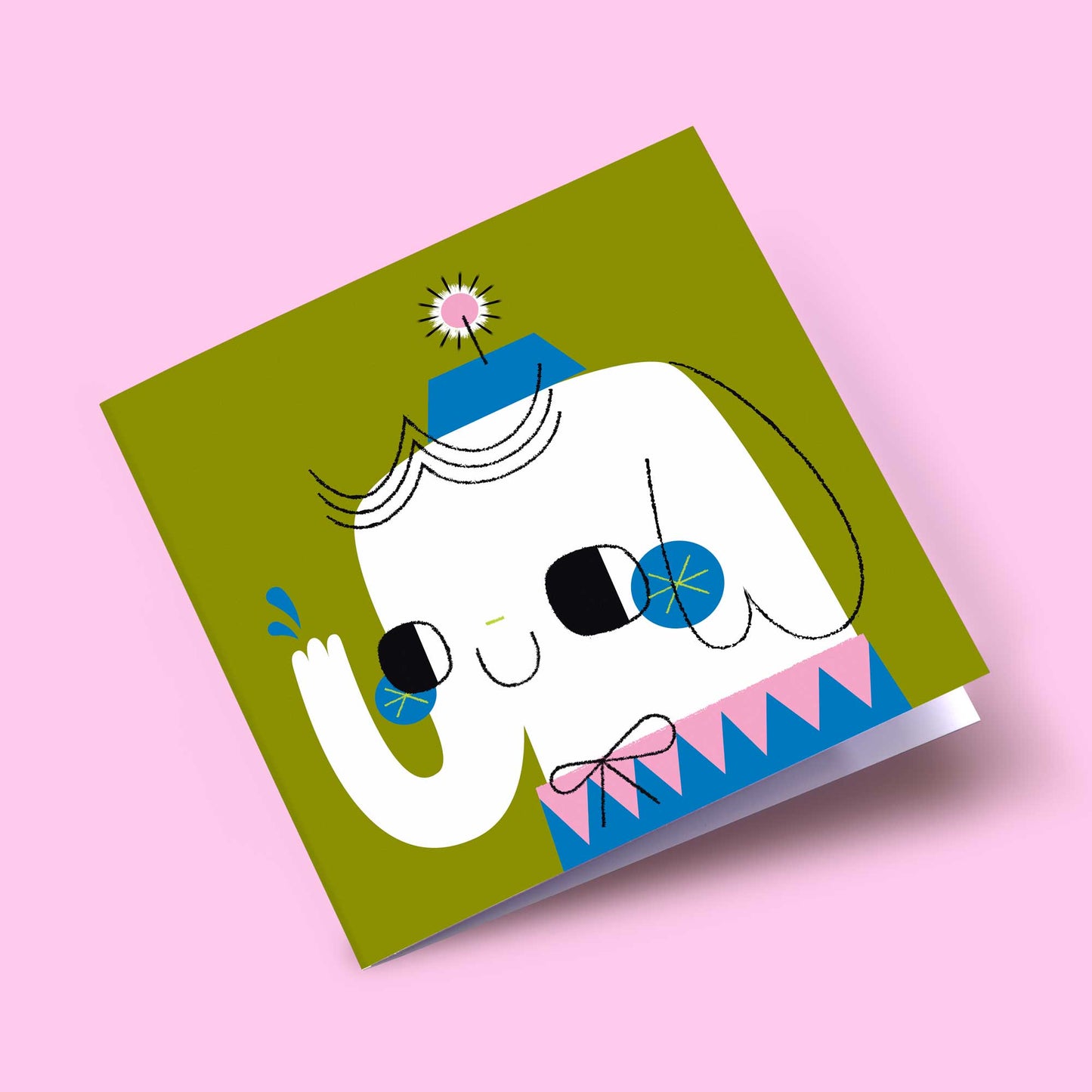 Party Animals - Green Elephant Greeting Card (Final Stock)