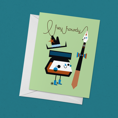 Hey, Howdy! Pen and Ink Cowboy Greeting Card