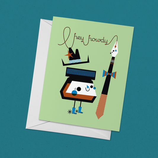 Hey, Howdy! Pen and Ink Cowboy Greeting Card