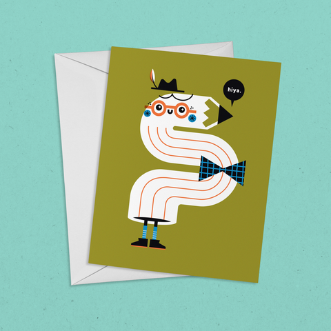 hiya! Pencil Greeting Card