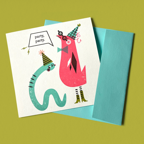 Party, Party Hand-Printed Notecard