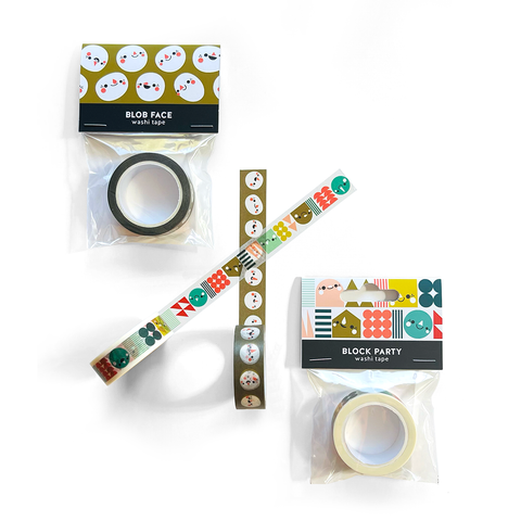 Photo of "block party"  and "blob" face washi tape