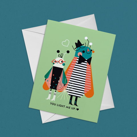 You Light Me Up - Love Bugs Greeting Card