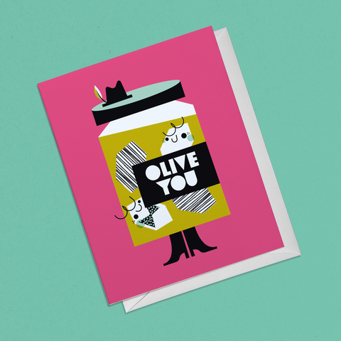 Olive You Olive Jar Greeting Card