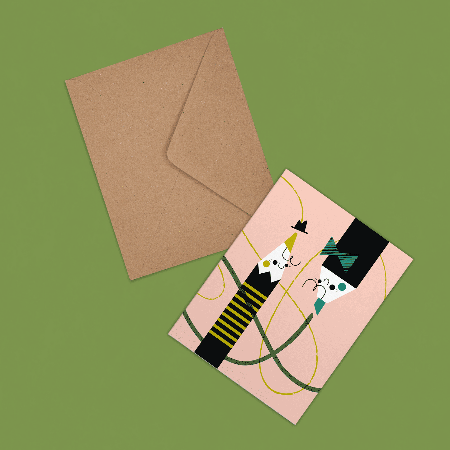 Front to Back Hiya! Doodle Greeting Card