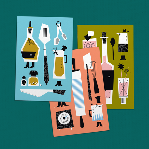 Recipe Card… Cards - 3 Card Set (Baking, Cooking, & Cocktails)