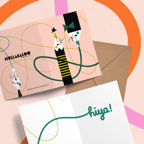 Front to Back Hiya! Doodle Greeting Card